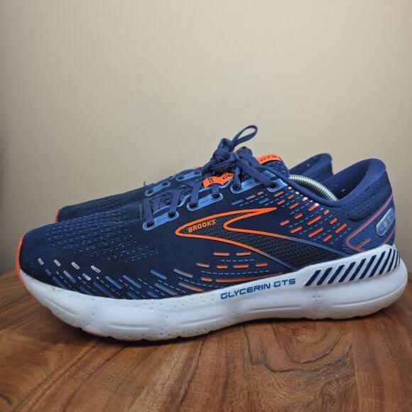 Brooks Glycerin GTS 20 Mens Blue And Orange Size 12 Running Shoes 1103831D444 - Picture 2 of 12